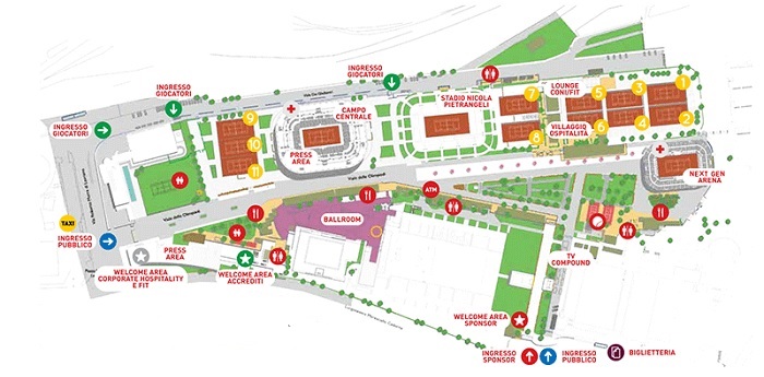 internazionali tennis mappa